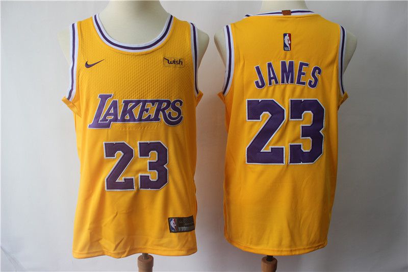 Men Los Angeles Lakers 23 James Yellow Personal tailor Nike NBA Jerseys